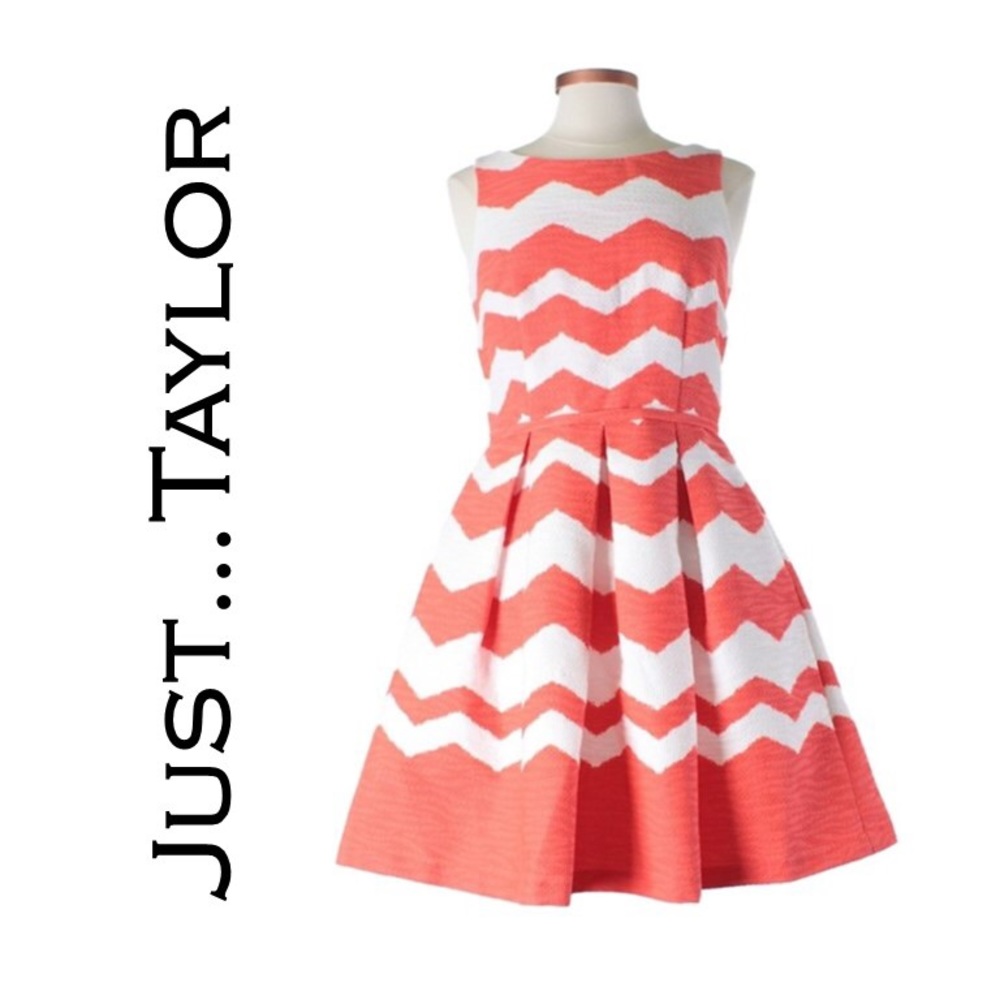 Just Taylor Dress Chevron Print Size 14